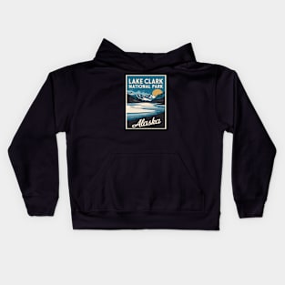 Lake Clark National Park Retro Travel Poster Kids Hoodie